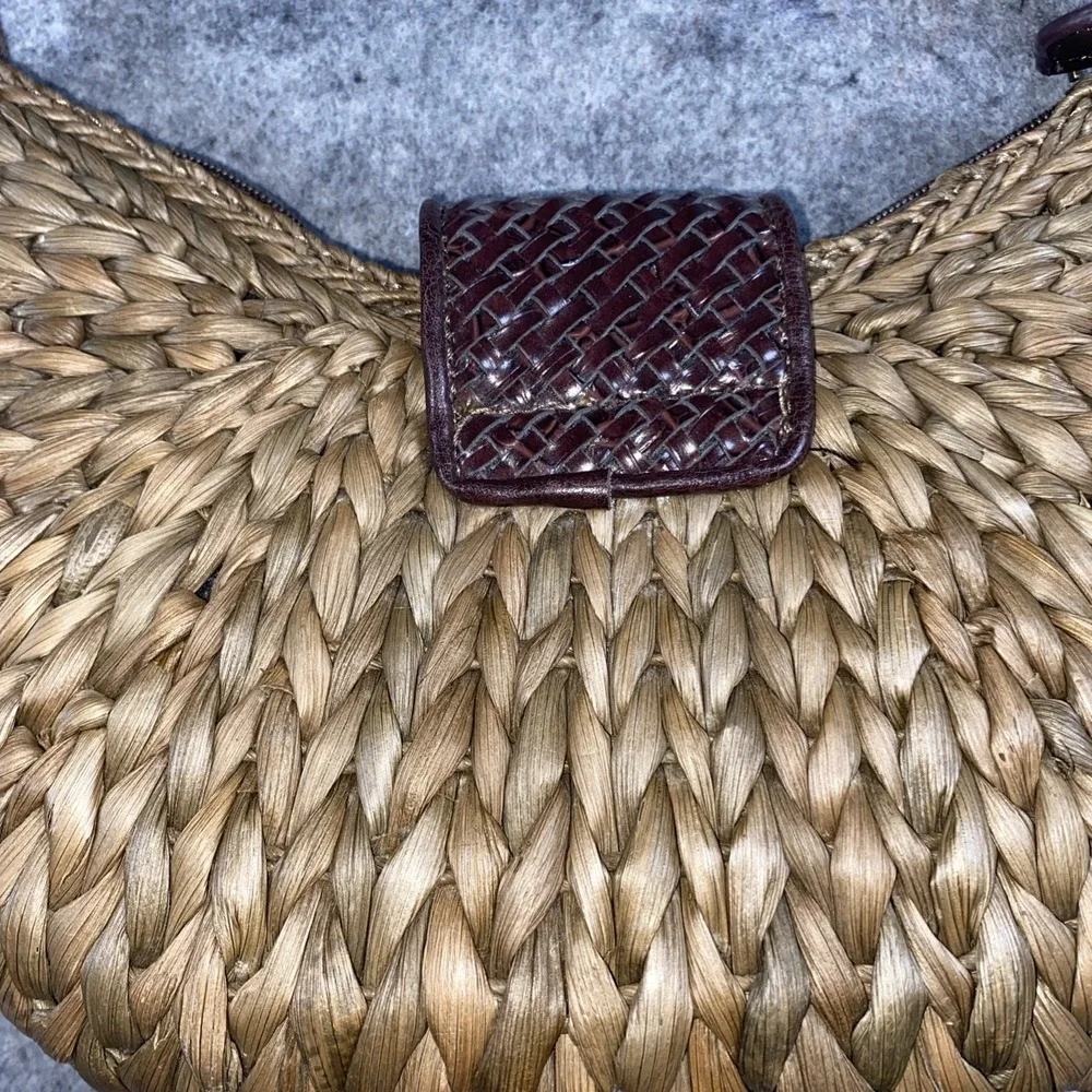 Vintage Coldwater Creek‎ Woven Purse with Braided Leather Strap and Brass Detail
